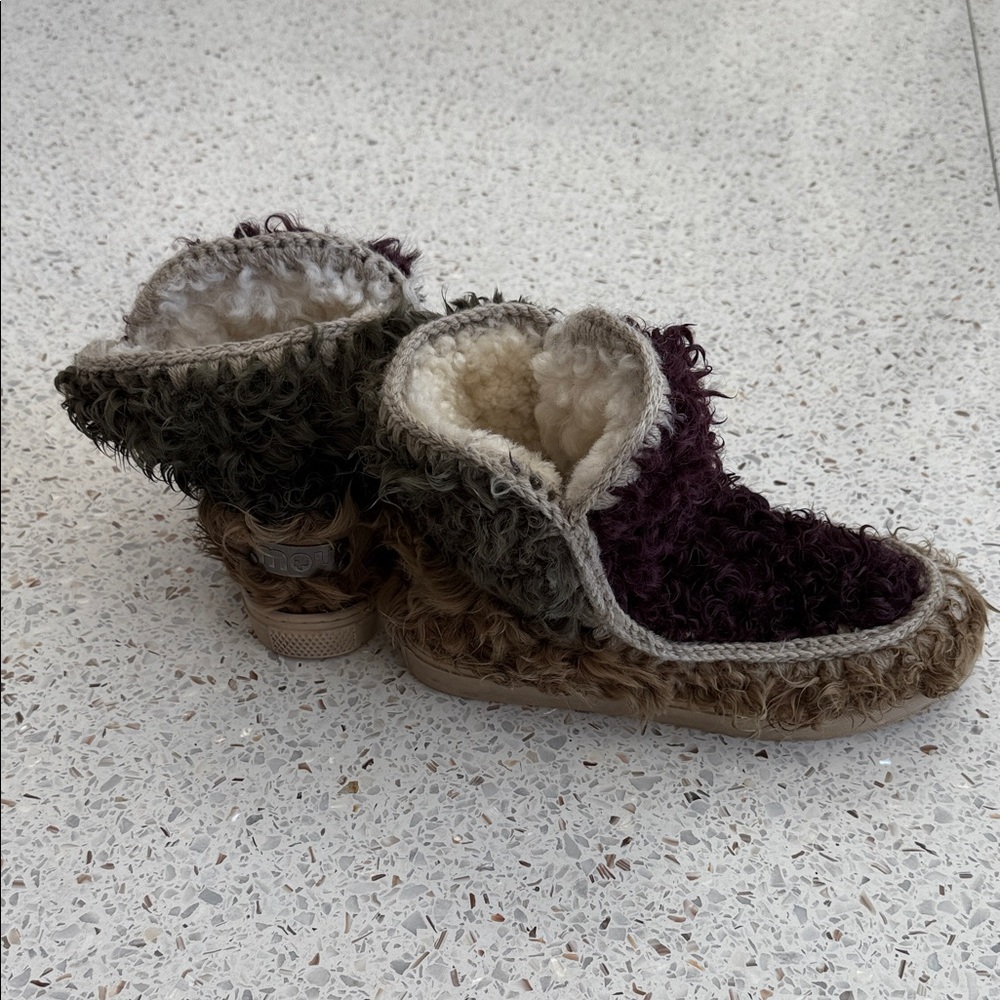 Mou Purple Kaki and Tan Fuzzy Boots - Picture 3 of 8
